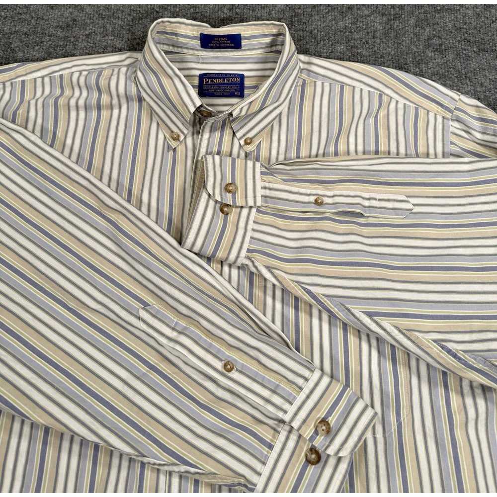 VINTAGE PENDLETON MENS EXTRA LARGE STRIPED BUTTON DOWN LONG SLEEVE SHIRT COTTON